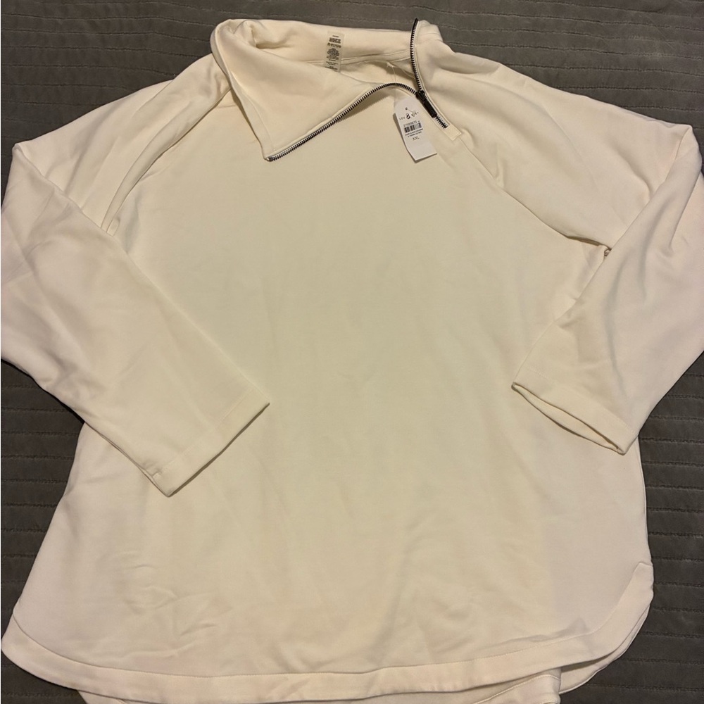 Lou & Grey Off-White Zip-Up Top